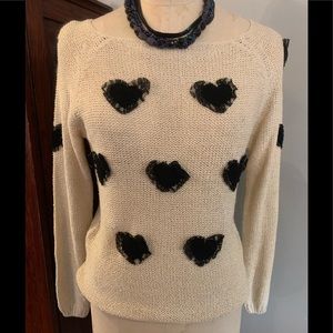 Phase One Lace Heart Sweater sz Small